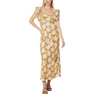 Madewell Golden‎ Yellow Floral Flutter Sleeve Slip Maxi Dress Size 4